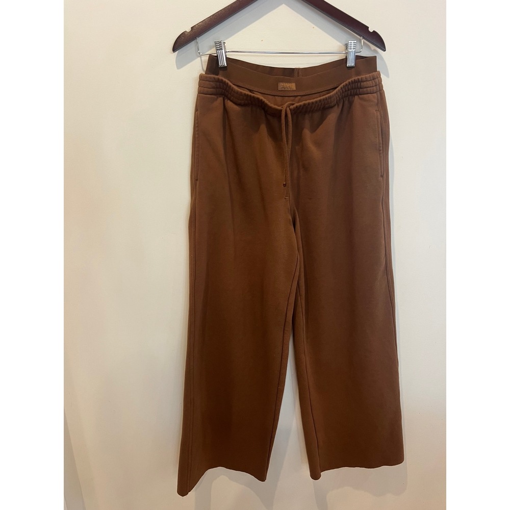 SKIMS Fleece Lounge Wide Leg Pant Cocoa Brown Size Medium Drawstring Sweatpants